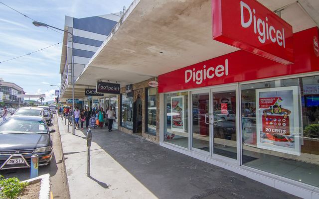 Digicel-winkel in een winkelstraat in het centrum van Nadi