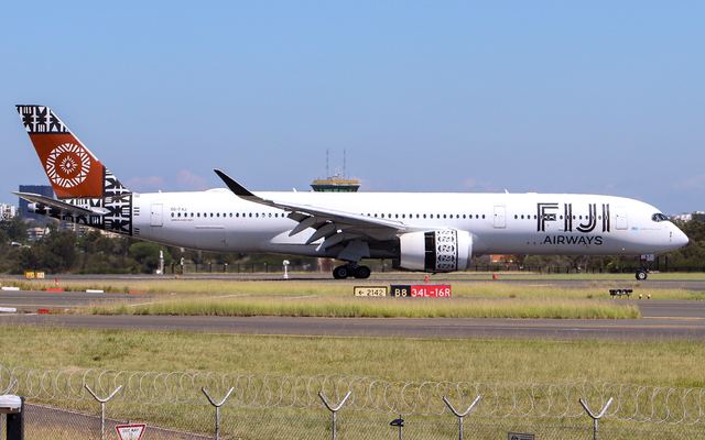 Airbus A350 van Fiji Airways taxiet op de luchthaven van Sydney